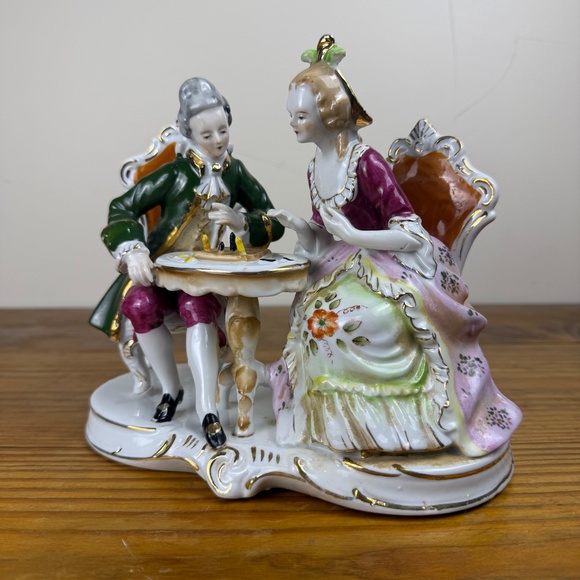 Vintage Dresden-Style Porcelain Figurine | Rococo Couple | Hand Painted - Picture 11 of 16